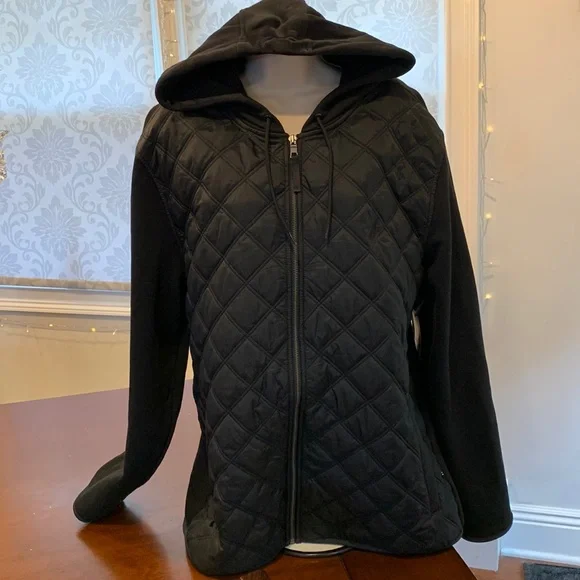 Nautical True Black Modern Tech Zip Jacket Hoodie - Picture 1 of 6